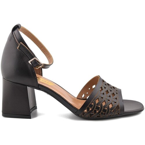 Zapatos Mujer Sandalias Casual Sandalias de piel negras con tacón by Negro