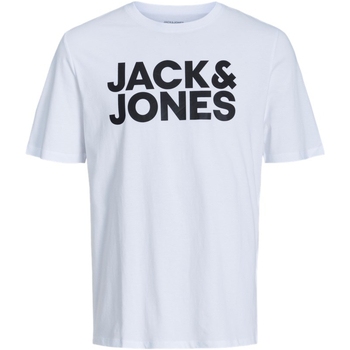 textil Hombre Camisetas manga corta Jack & Jones 12151955 JJECORP LOGO TEE SS O-NECK NOOS WHITE SMALL PRINT Blanco