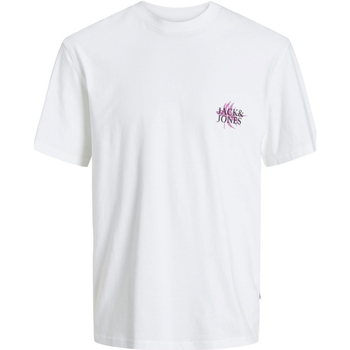 textil Hombre Camisetas manga corta Jack & Jones 12253602 JORLAFAYETTE FLOWER TEE SS CREW NECK BRIGHT WHITE Blanco