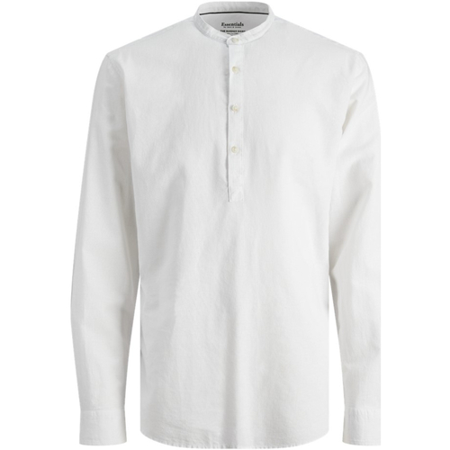 textil Hombre Camisas manga larga Jack & Jones 12248410 JJESUMMER TUNIC LINEN BLEND SHIRT LS SN WHITE Blanco