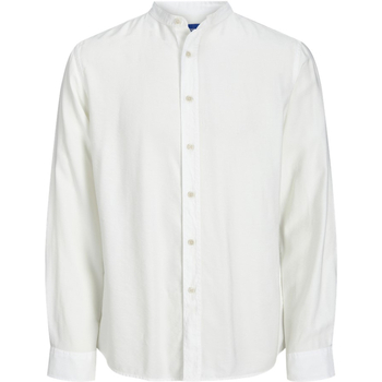 textil Hombre Camisas manga larga Jack & Jones 12254119 JORMARSHALL BAND SHIRT LS CLOUD DANCER Blanco