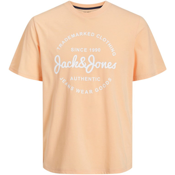 textil Hombre Camisetas manga corta Jack & Jones 12247972 JJFOREST TEE SS CREW NECK APRICOT ICE Naranja