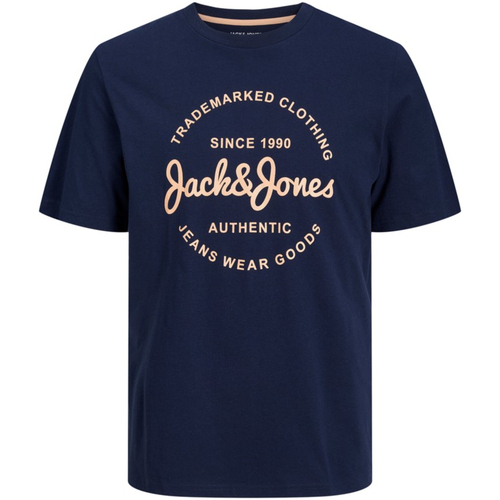 textil Hombre Camisetas manga corta Jack & Jones 12247972 JJFOREST TEE SS CREW NECK NAVY BLAZER Azul