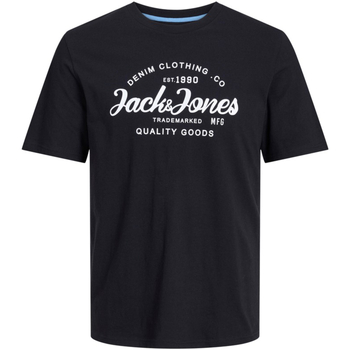 textil Hombre Camisetas manga corta Jack & Jones 12247972 JJFOREST TEE SS CREW NECK BLACK Negro