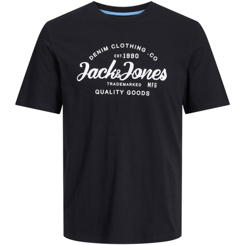 textil Hombre Camisetas manga corta Jack & Jones 12247972 JJFOREST TEE SS CREW NECK BLACK Negro