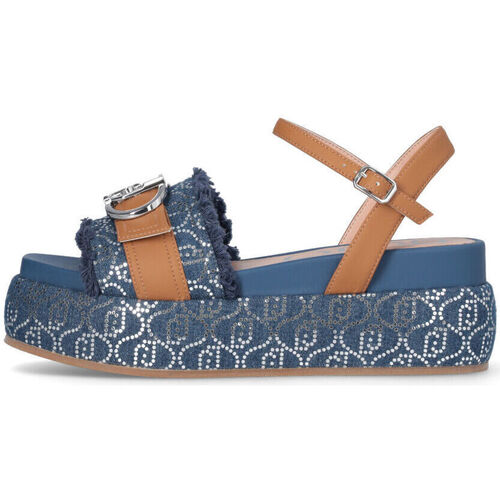 Zapatos Mujer Sandalias Liu Jo Sandalias denim con plataforma y monograma Azul
