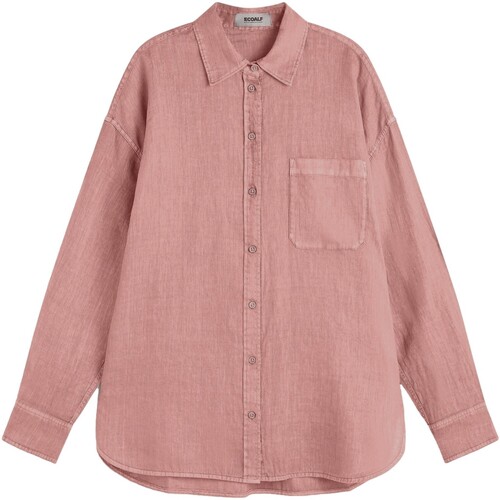 textil Mujer Camisas Ecoalf - Camisa Daria de Lino con Aberturas Laterales Rosa
