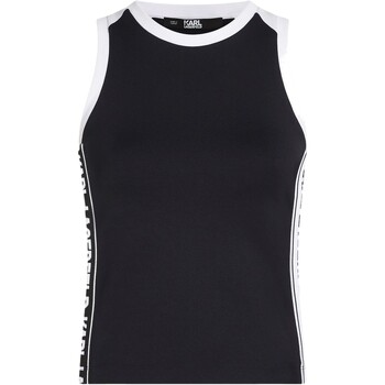 textil Mujer Camisas Karl Lagerfeld - Camiseta Sin Mangas Logotipo Karl Lateral Negro