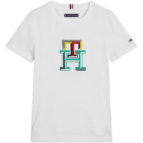 textil Niño Tops y Camisetas Tommy Hilfiger MULTICOLOR MONOGRAM  TEE Blanco