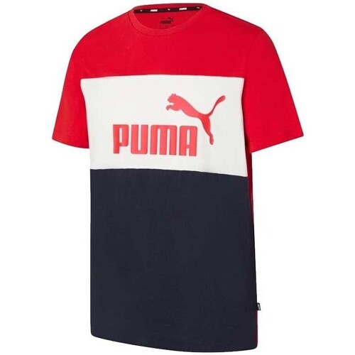 textil Hombre Camisetas manga corta Puma ESS+COLORBLOCK Rojo