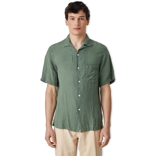 textil Hombre Camisas manga larga Portuguese Flannel Linen Camp Collar Shirt - Dry Green Verde