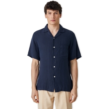 textil Hombre Camisas manga larga Portuguese Flannel Linen Camp Collar Shirt - Navy Azul