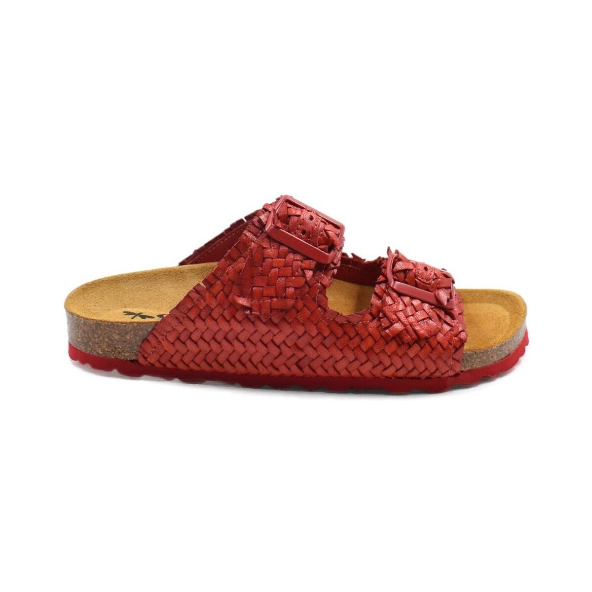 Zapatos Mujer Sandalias Biocomfort Sandalias bio planas de piel roja by Rojo