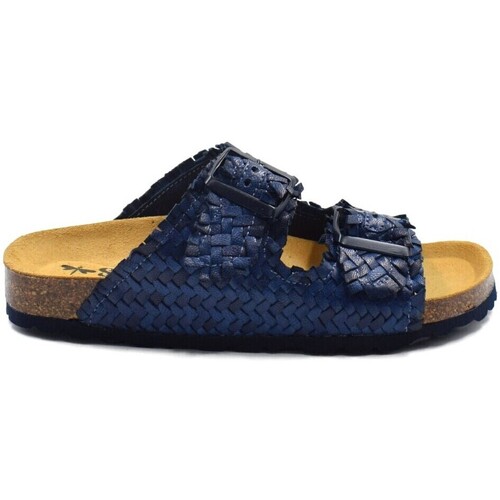 Zapatos Mujer Sandalias Biocomfort Sandalias bio planas de piel azules by Marino