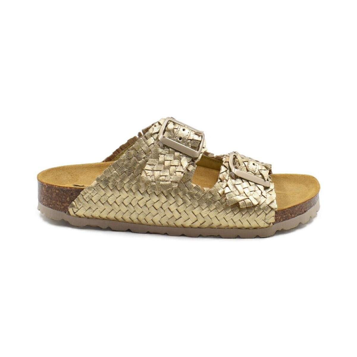 Zapatos Mujer Sandalias Biocomfort Sandalias bio planas de piel doradas by Oro