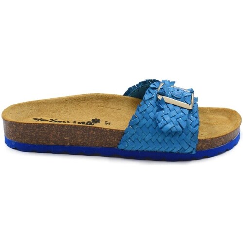 Zapatos Mujer Sandalias Biocomfort Sandalias bio planas de piel azul by Azul