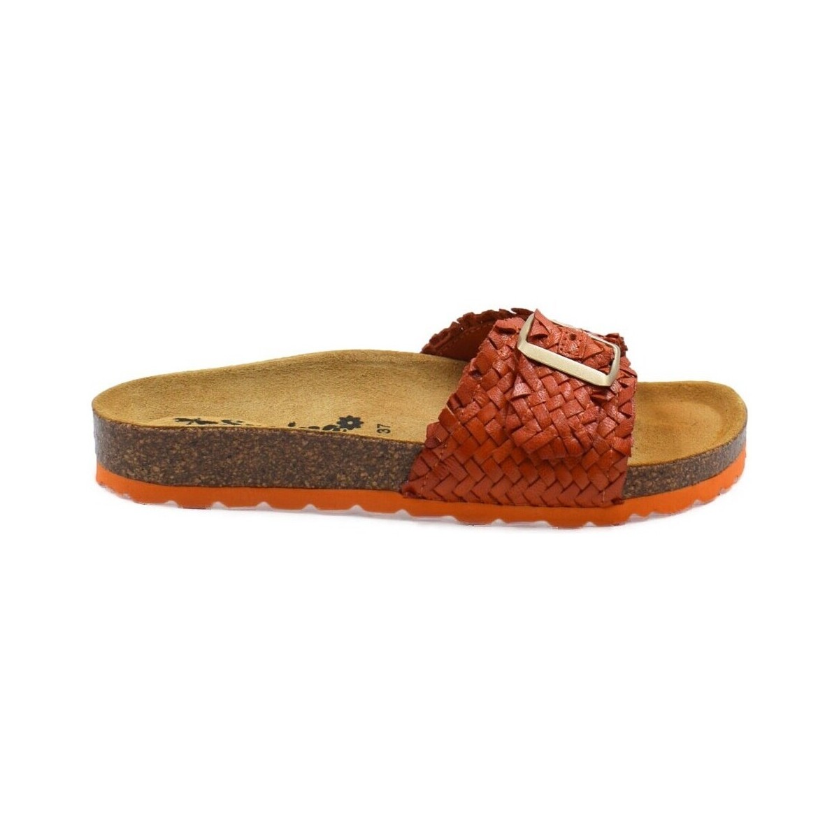 Zapatos Mujer Sandalias Biocomfort Sandalias bio planas de piel naranja by Naranja