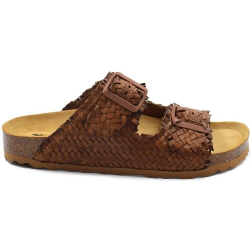 Zapatos Mujer Sandalias Biocomfort Sandalias bio planas de piel marrón by Marrón