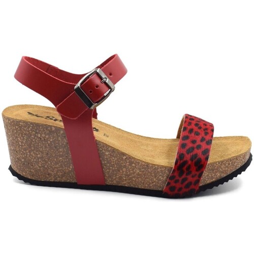 Zapatos Mujer Sandalias Biocomfort Sandalias bio de piel rojas con cuña by Rojo