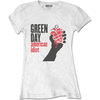 textil Mujer Camisetas manga larga Green Day American Idiot Blanco