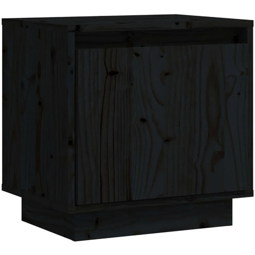 Casa Mesitas de noche Maison D'home Mesita de noche de madera maciza de pino negro 40x30x40 cm Negro