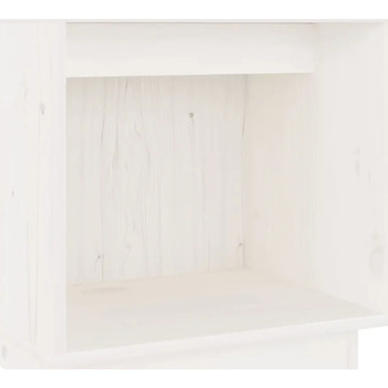 Maison D'home Mesita de noche de madera maciza de pino blanco 40x30x40 cm Blanco