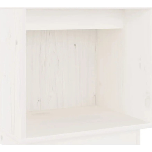 Casa Mesitas de noche Maison D'home Mesita de noche de madera maciza de pino blanco 40x30x40 cm Blanco