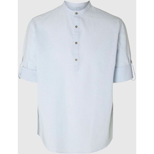 textil Hombre Camisas manga larga Selected 16092977 LINEN TUNIC-SKY CAPTAIN Azul