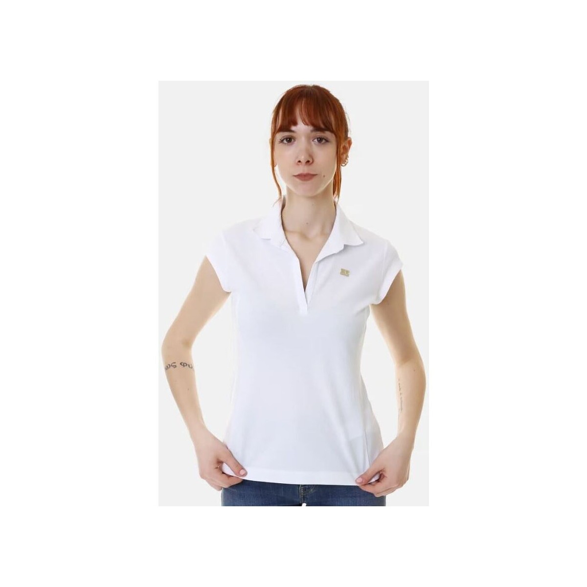 textil Mujer Camisetas manga corta Emporio Armani EA7 POLO  MUJER Blanco