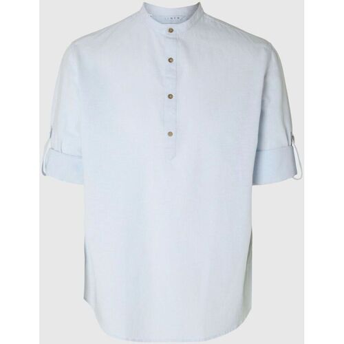 textil Hombre Camisas manga larga Selected 16092977 LINEN TUNIC-SKY CAPTAIN Azul