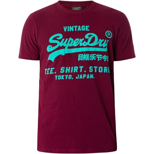 textil Hombre Camisetas manga corta Superdry Camiseta Con Logo Vintage De Neón Rosa