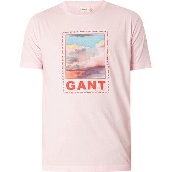Gant Camiseta Gráfica Lavada Rosa