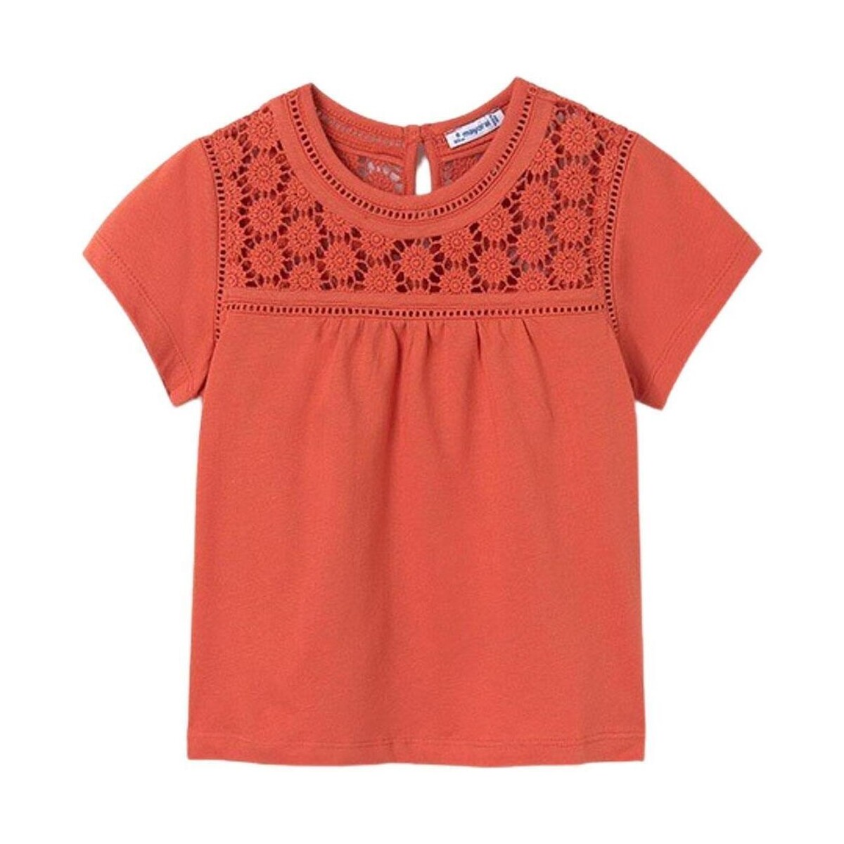 textil Niña Tops y Camisetas Mayoral Camiseta combinada guipur Calabaza Naranja