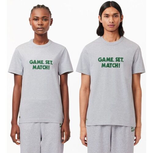textil Camisetas manga corta Lacoste Camiseta Gris  Efecto Piqué Game, Gris