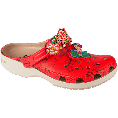 Zapatos Mujer Pantuflas Crocs Classic Frida Kahlo Classic Clog Rojo