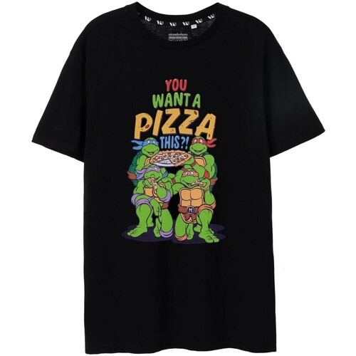 textil Hombre Camisetas manga larga Teenage Mutant Ninja Turtles You Want A Pizza This Negro
