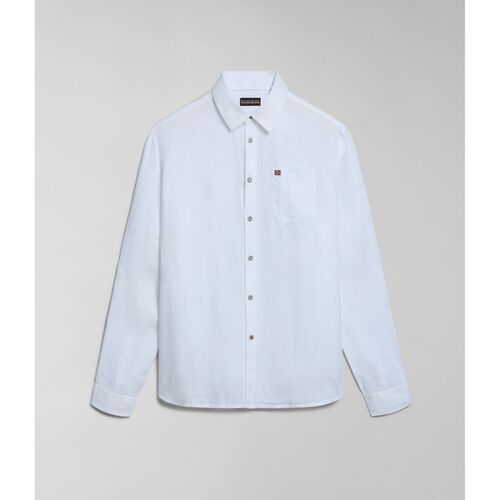 textil Hombre Camisas manga larga Napapijri G-LINEN LS NP0A4HQ2-002 Blanco