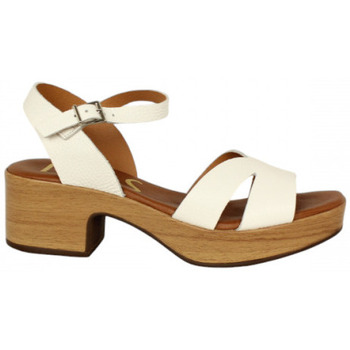 Zapatos Mujer Mocasín Lolas sandalia semicuña efecto madera fabricada en españa Blanco