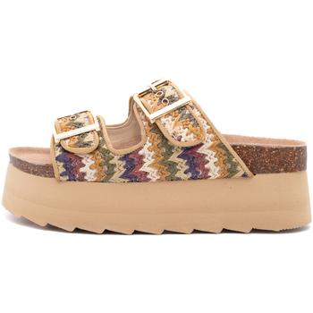 Zapatos Mujer Zuecos (Mules) Colors of California Platform Sandal In Raffia Marrón