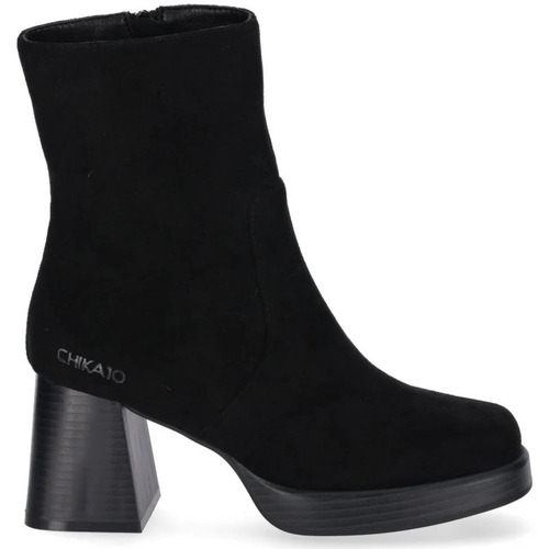 Zapatos Mujer Derbie & Richelieu Chika 10 Botines con Cremallera  New Pam 04 Negro Negro