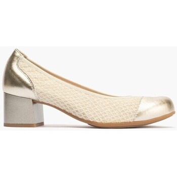Pitillos Zapatos de salón de mujer con piel combinada con textil con Oro