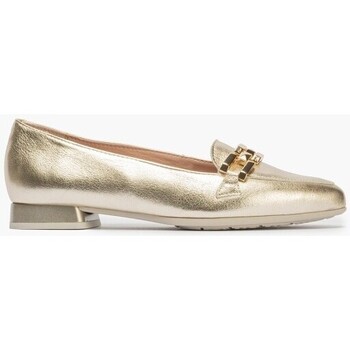 Zapatos Mujer Zapatos de tacón Pitillos Mocasines de mujer en piel charol con adorno cadena metálic Oro