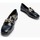 Zapatos Mujer Zapatos de tacón Pitillos Mocasines de mujer en piel charol con adorno y tacón bajo A Azul