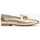 Zapatos Mujer Zapatos de tacón Pitillos Mocasines de mujer en piel laminada con adorno y tacón bajo Oro