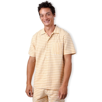 textil Hombre Camisas manga larga Brava Fabrics Stripes Overshirt - Sand Amarillo