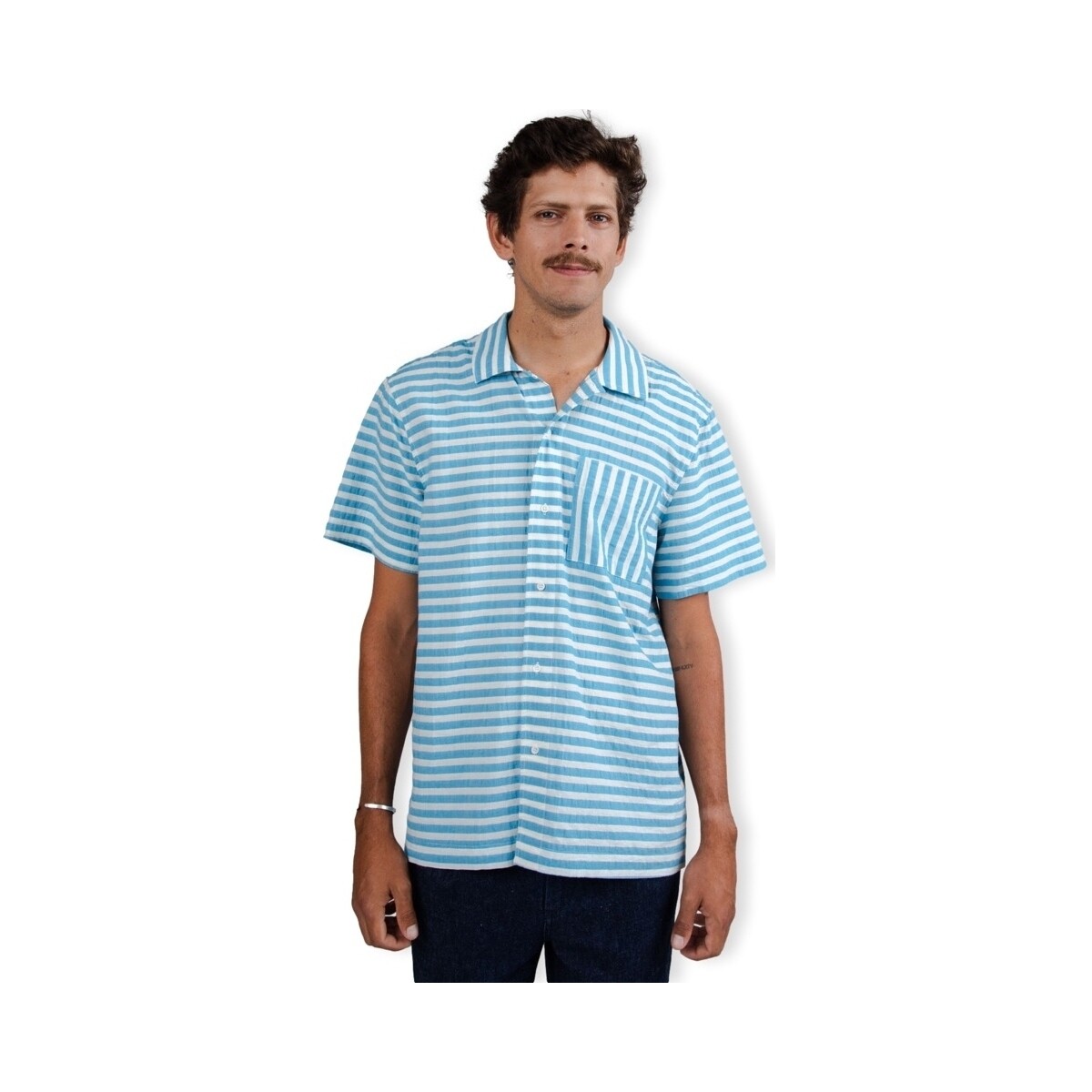 textil Hombre Camisas manga larga Brava Fabrics Stripes Shirt - Blue Blanco