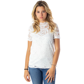 textil Mujer Camisetas manga corta Vila 14049852 - VISTASIA S/S ENCAJE Blanco