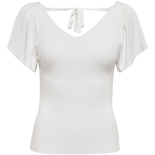 textil Mujer Camisetas manga corta Only ONLLEELO S/S JERSEY TRASERO KNT NOOS - 15203888 Blanco