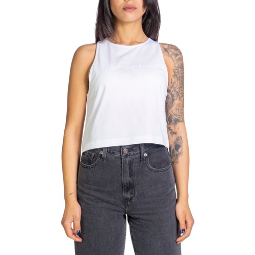 textil Mujer Camisetas sin mangas Calvin Klein Jeans TONAL MONOGRAM TANK J20J215622 Blanco