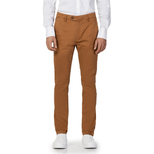 textil Hombre Pantalones Borghese Firenze - Pantalone Elegante Twill - Fit Slim Naranja